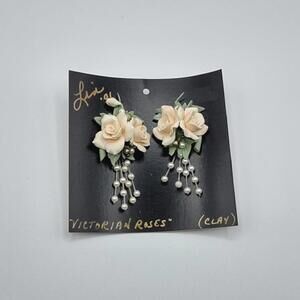 Vintage Handmade Clay "Victorian Roses" Earrings